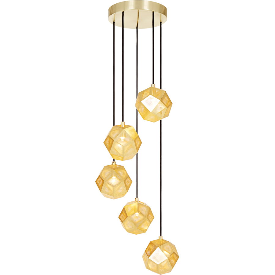 Etch Mini Chandelier Designed By Tom Dixon Orange Skin Etch Mini Chandelier
